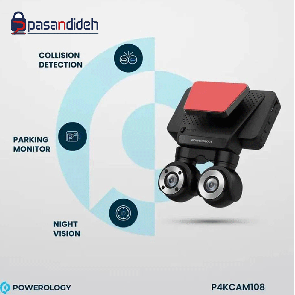 دوربین ثبت وقایع پاورولوژی  Powerelogy DUAL LENS DASH CAMERA