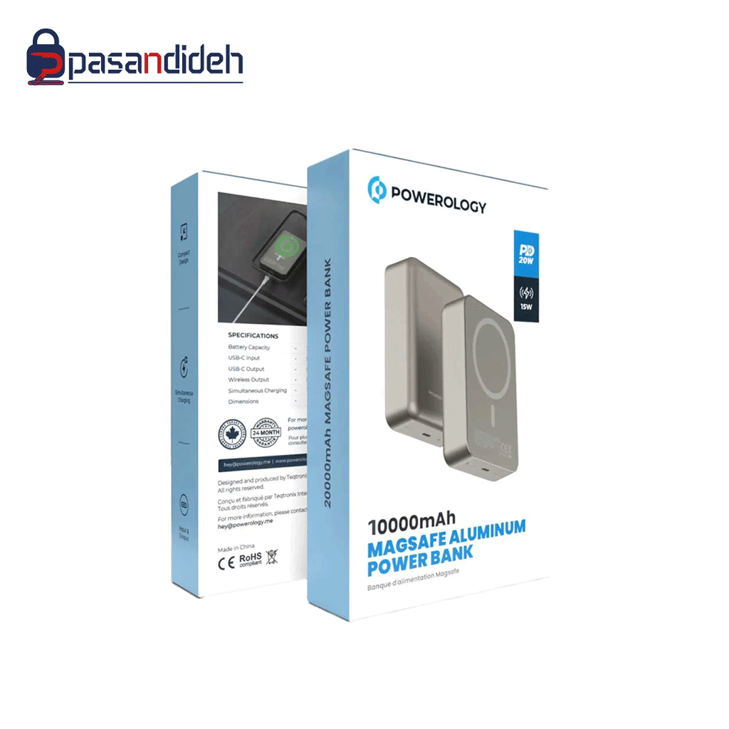 پاوربانک مگ سیف پاورولوژی مدل Powerology 10000 mAh Magsafe PPBCHA34