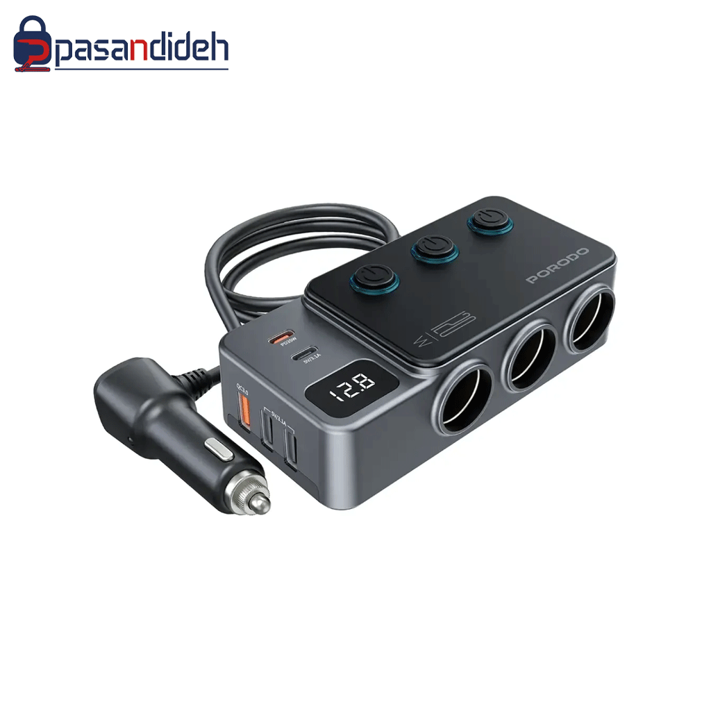 شارژر فندکی خودرو 120 وات پرودو PORODO 120w CAR CHARGER HUB