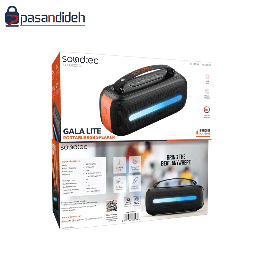 اسپیکر پرودو مدل Porodo-Gala Lite PDSTGW40B