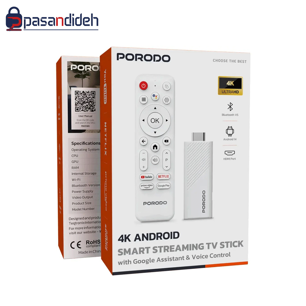 اندروید باکس پرودو PORODO TV STICK 4K ANDROID 14