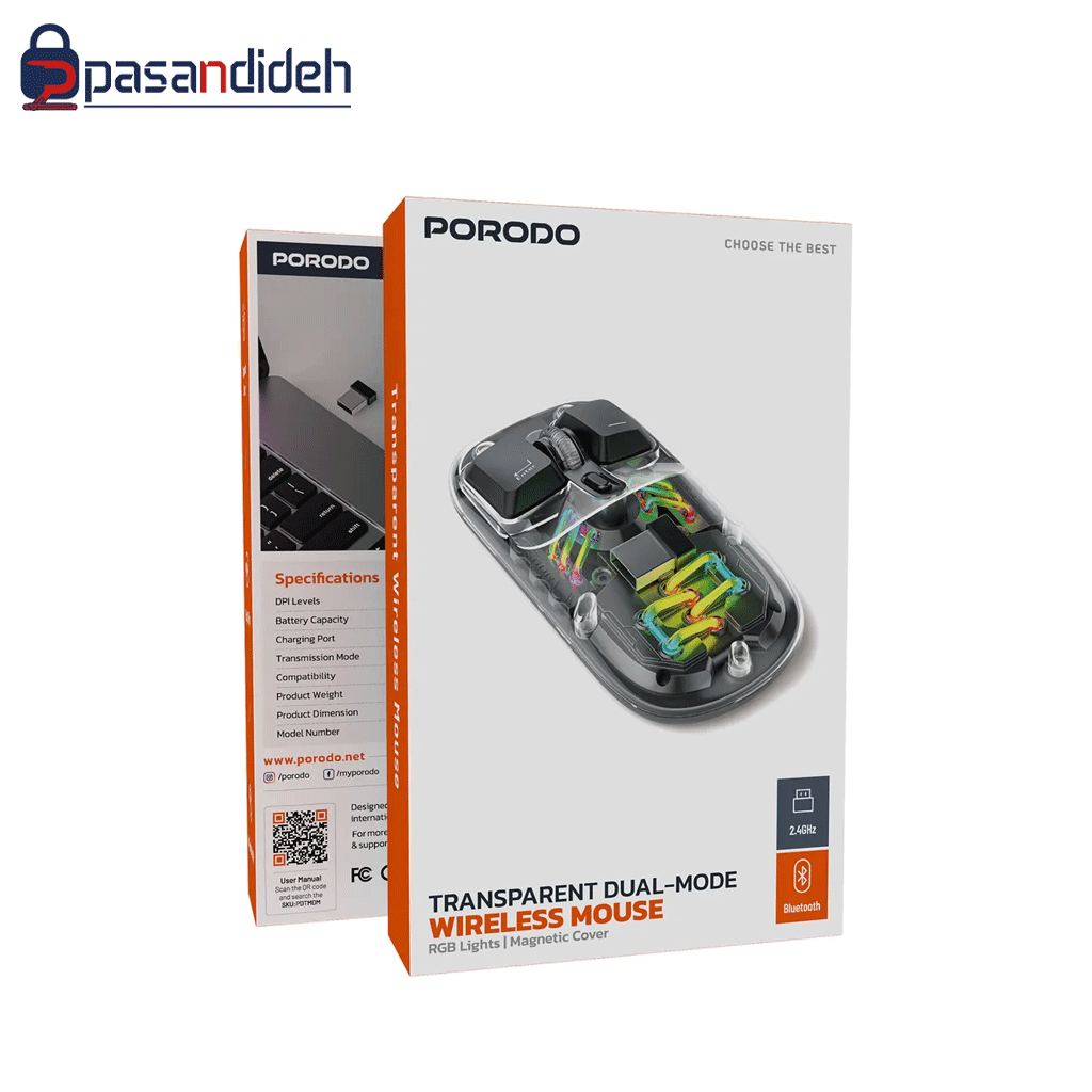 موس شیشه ای دو حالته  پرودو Porodo Transparent Mouse