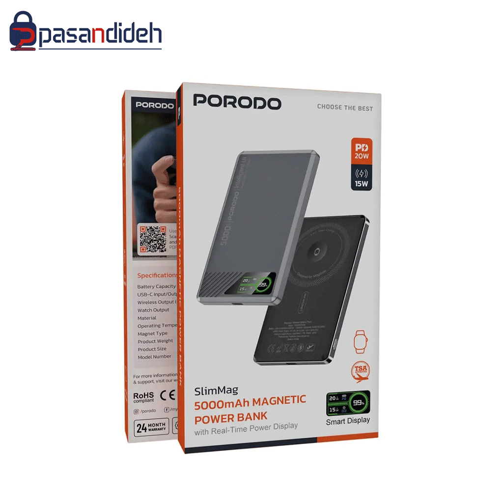 پاوربانک پرودو PORODO TFT DISPLAY 5k - تصویر 2