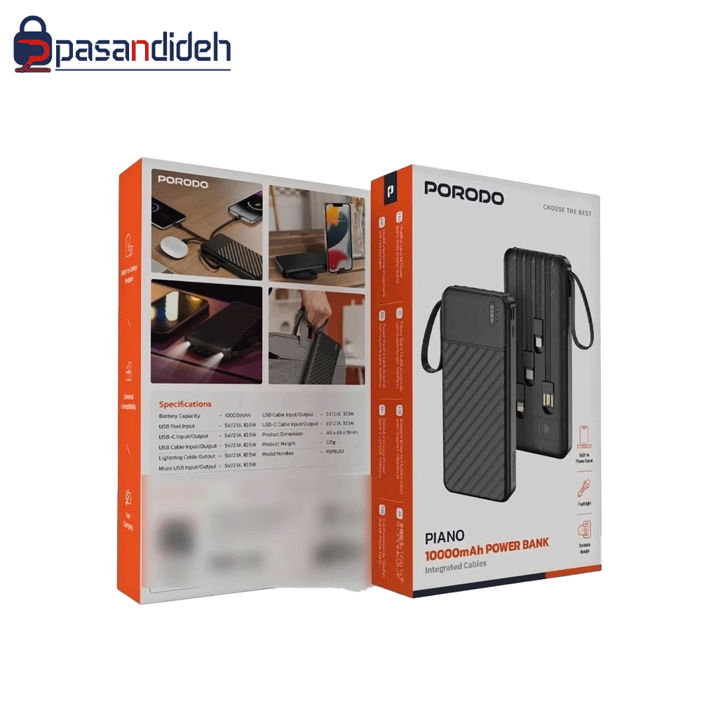 پاوربانک 10000mah پرودو مدل Porodo PIANO - تصویر 2