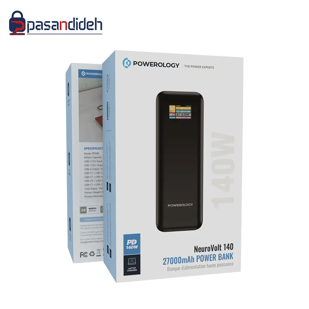 پاور بانک پاورولوژی Neuro Volt 27000mAh میلی آمپر 140 واتPowerology