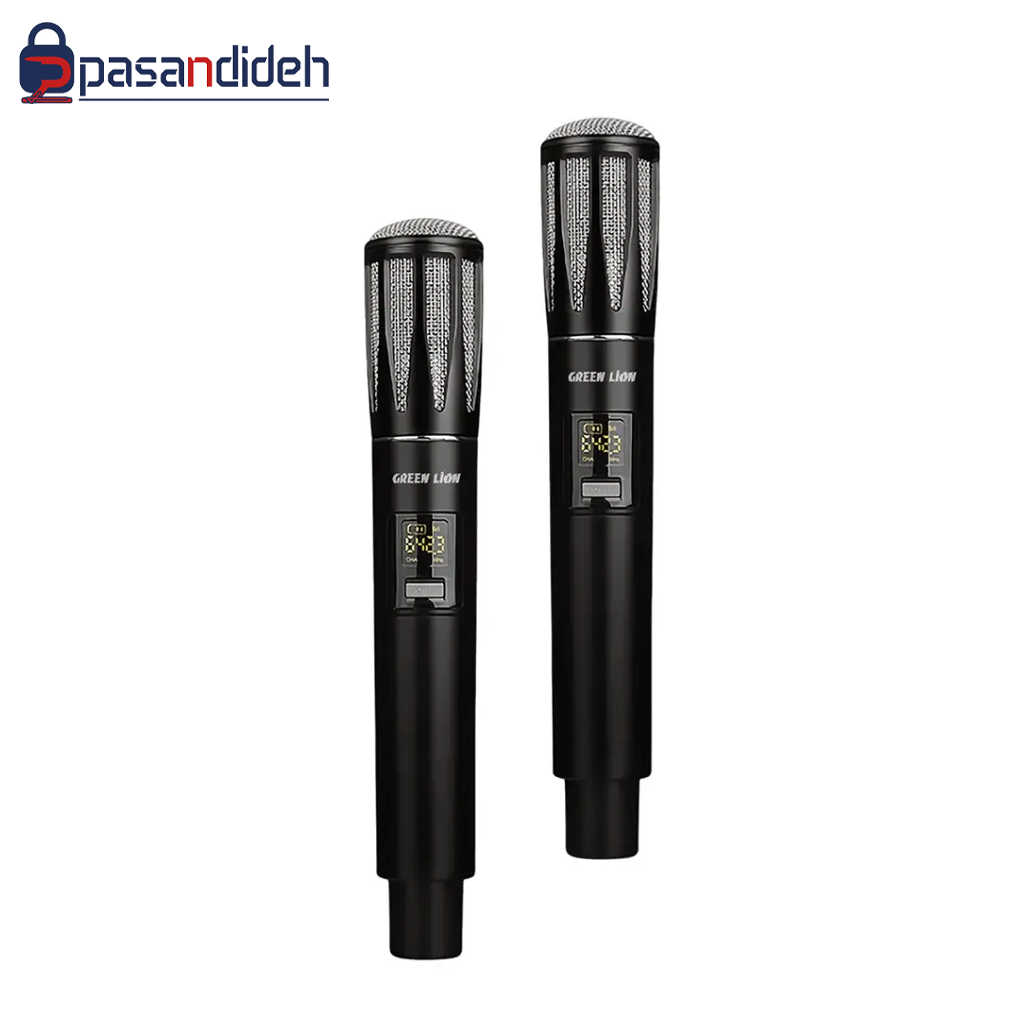 میکروفون دوتایی بی سیم گرین لاین مدل Green lion DUAL MIC CORDLESS