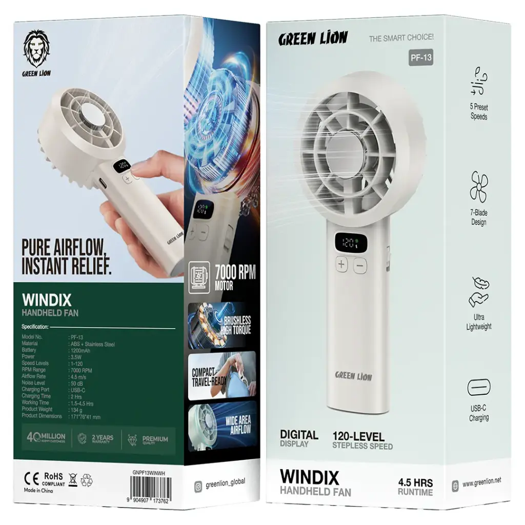 پنکه دستی گرین لاین مدل Green Lion Windix Handheld Fan