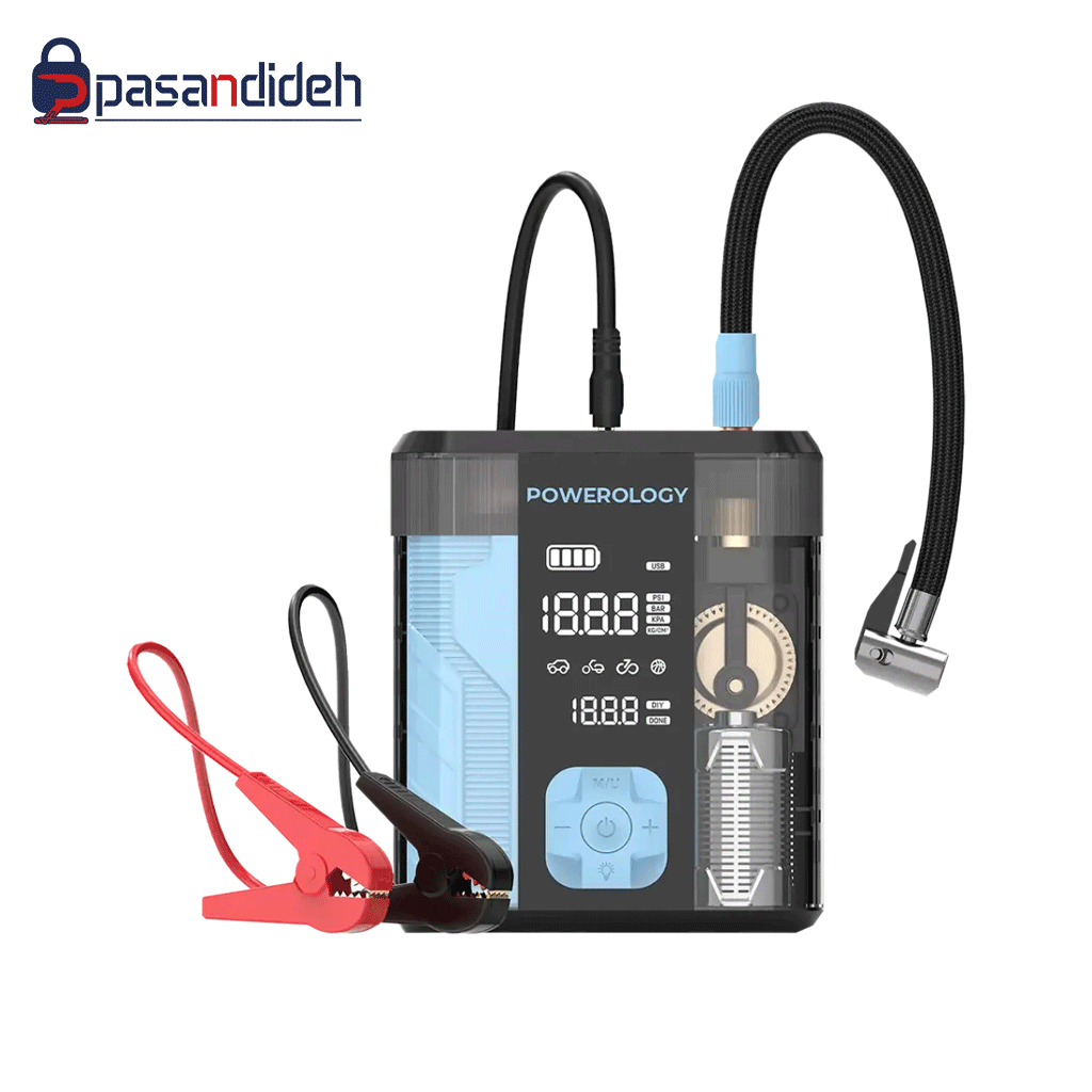 جامپ استارتر و پمپ باد و پاوربانک پاورولوژی Powerology 3-In-1 -PPBCHA96BKBU