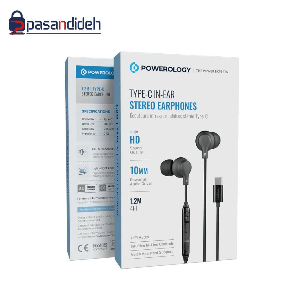 هندزفری سیمی تایپ سی پاورولوژی Powerology Type-C In-Ear