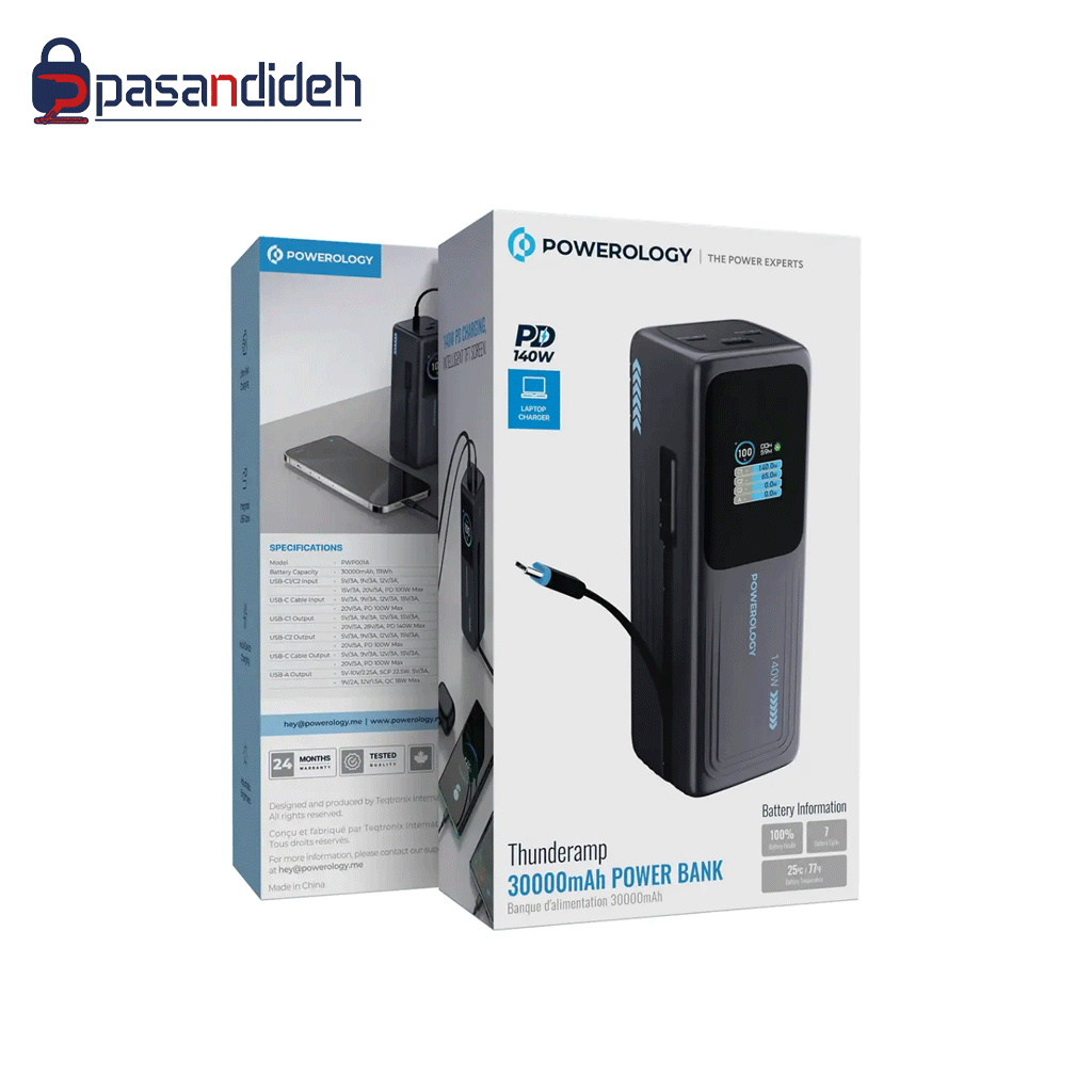 پاوربانک پاورولوژی 30000mah مدل Powerology PWP001ADGY - تصویر 2