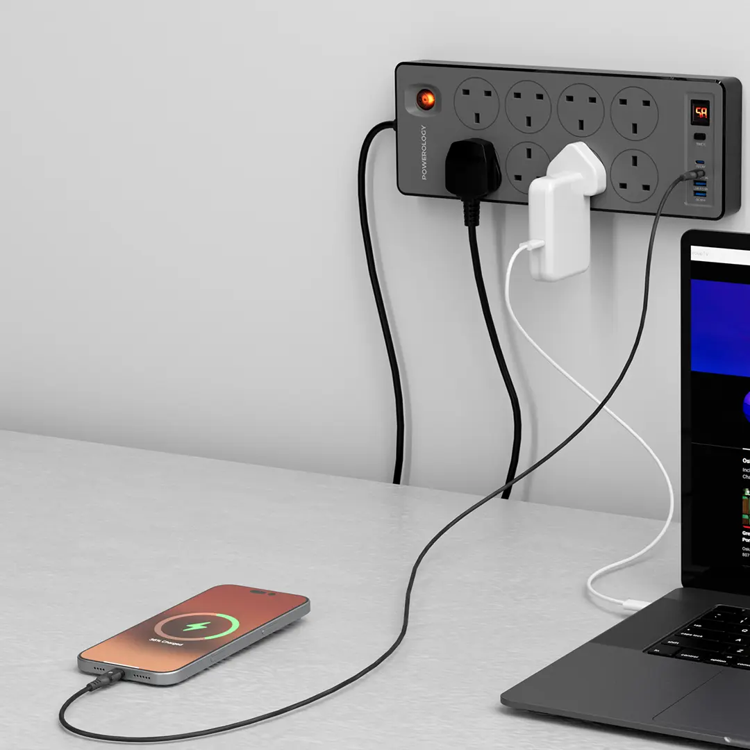 هاب برق 8پورت پاورلوژی Powerology 8AC 2990W Power Strip PD 20W - تصویر 4