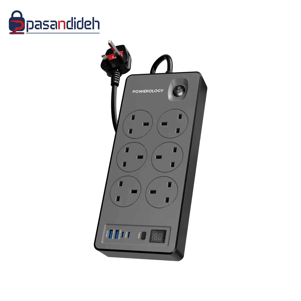 هاب برق 6 پورت U S B -PD پاورولوژی Powerology 6AC/2990w PWCUQC046BK - تصویر 1