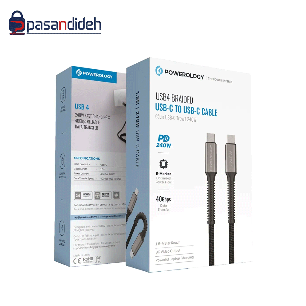 کابل شارژ پاورولوژی Powerology PCAB033BK USB4 - تصویر 2