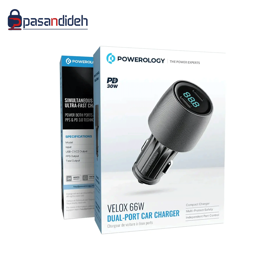 شارژر فندکی پاورولوژی مدل Powerology Velox 66W PCCSR021BK - تصویر 2