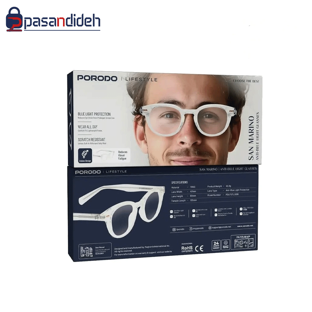 عینک بلوکات پرودو مدل Porodo San Marino Anti-Blue Light Glasses - تصویر 3