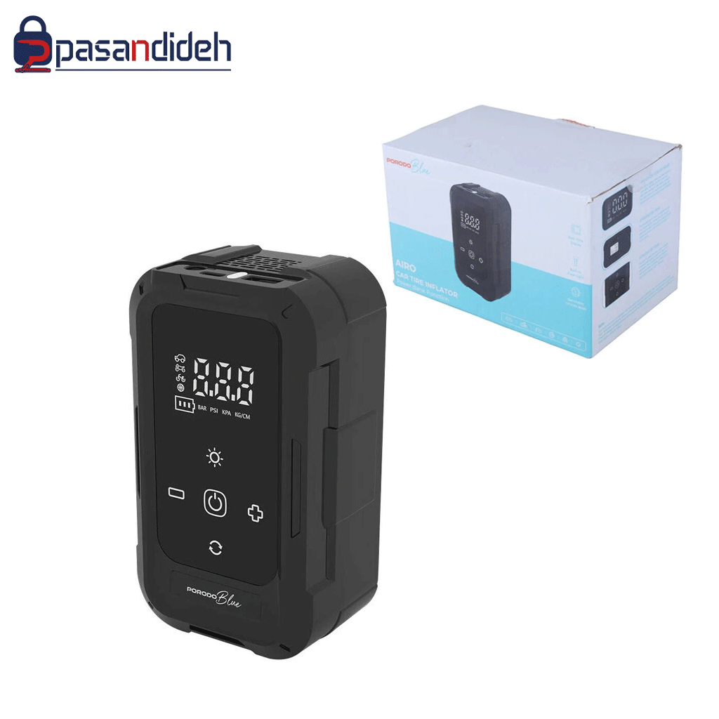 پمپ باد شارژی خودرو پرودو مدل PORODO AIRO CAR TIRE INFLATOR