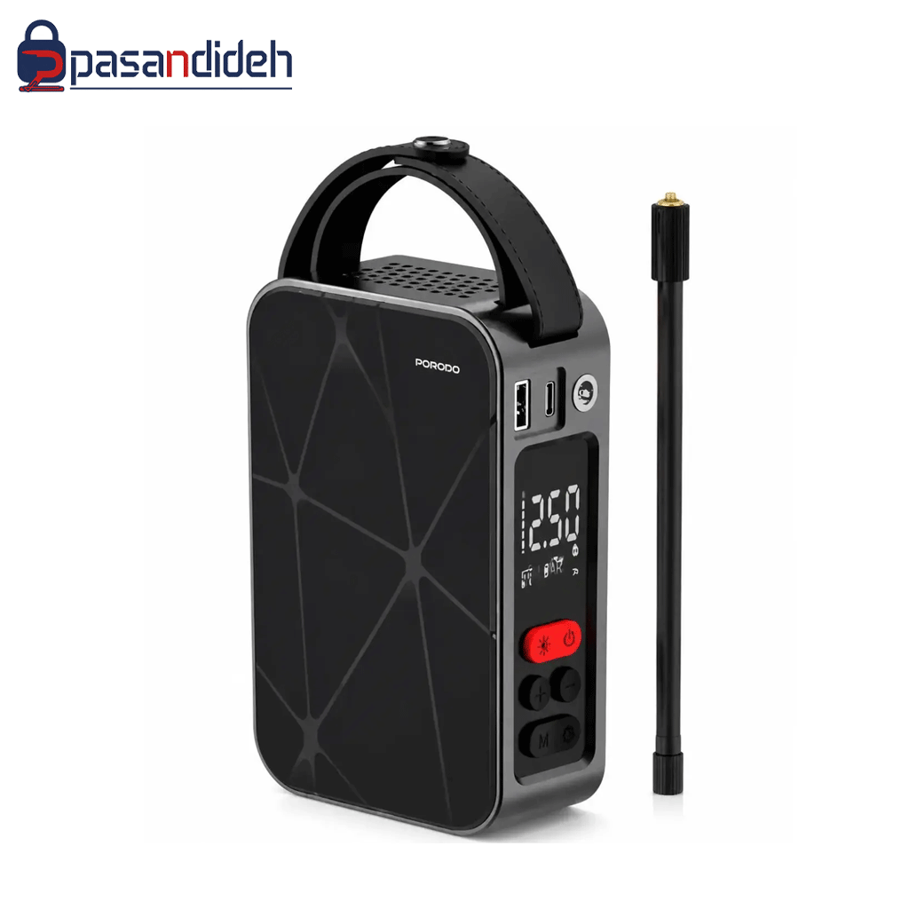 کمپرسور و پمپ باد شارژی خودرو پرودو مدل PORODO FLATOR PDGA03BK