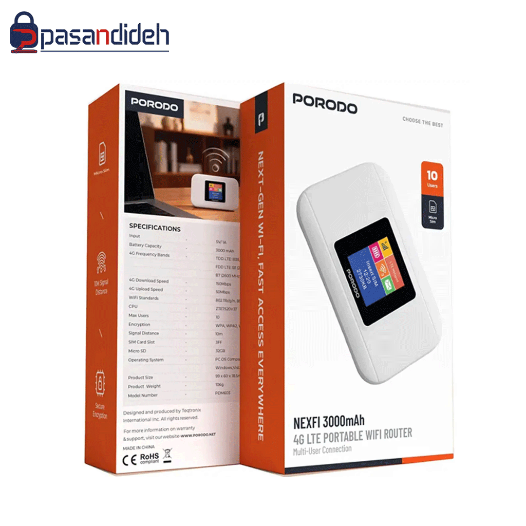 مودم همراه پرودو مدل PORODO NEXFI 3000 mah 4G PDM603WH