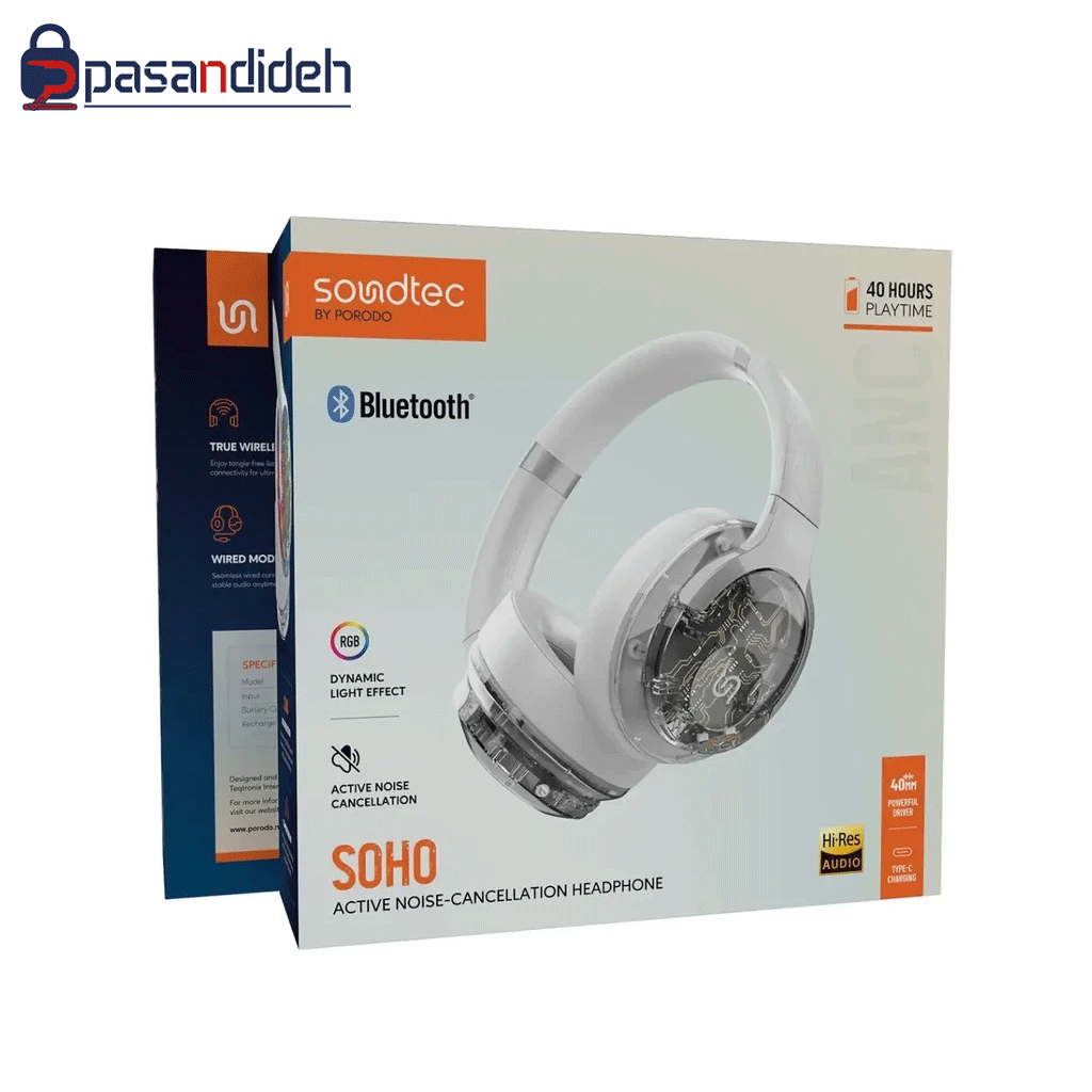 هدفون بلوتوثی پرودو مدل Porodo SOUNDTECH SOHO ANC - تصویر 2