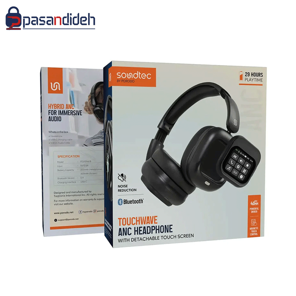 هدفون بلوتوثی پرودو مدل PORODO SOUNDTECH TOUCHWAVE ANC
