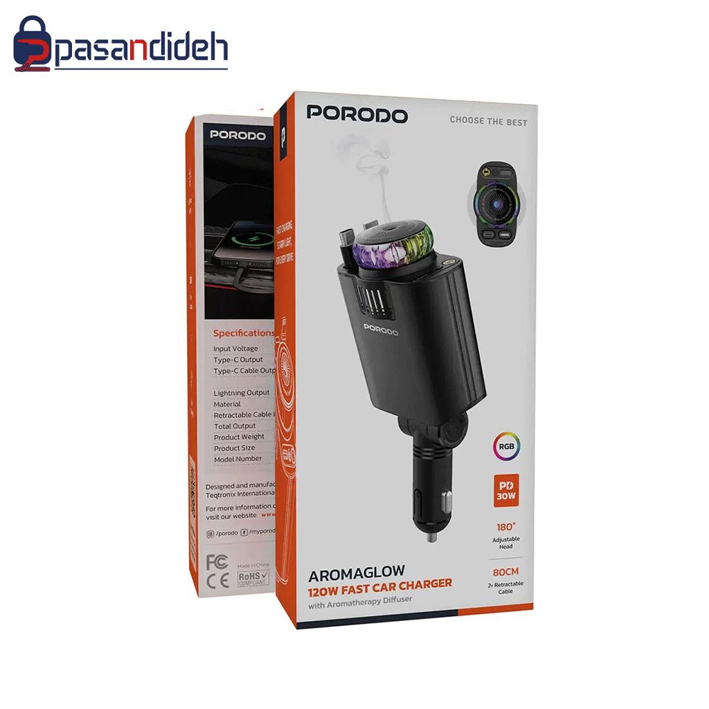 شارژر فندکی پرودو مدل Porodo PDCHD120WBK - تصویر 2