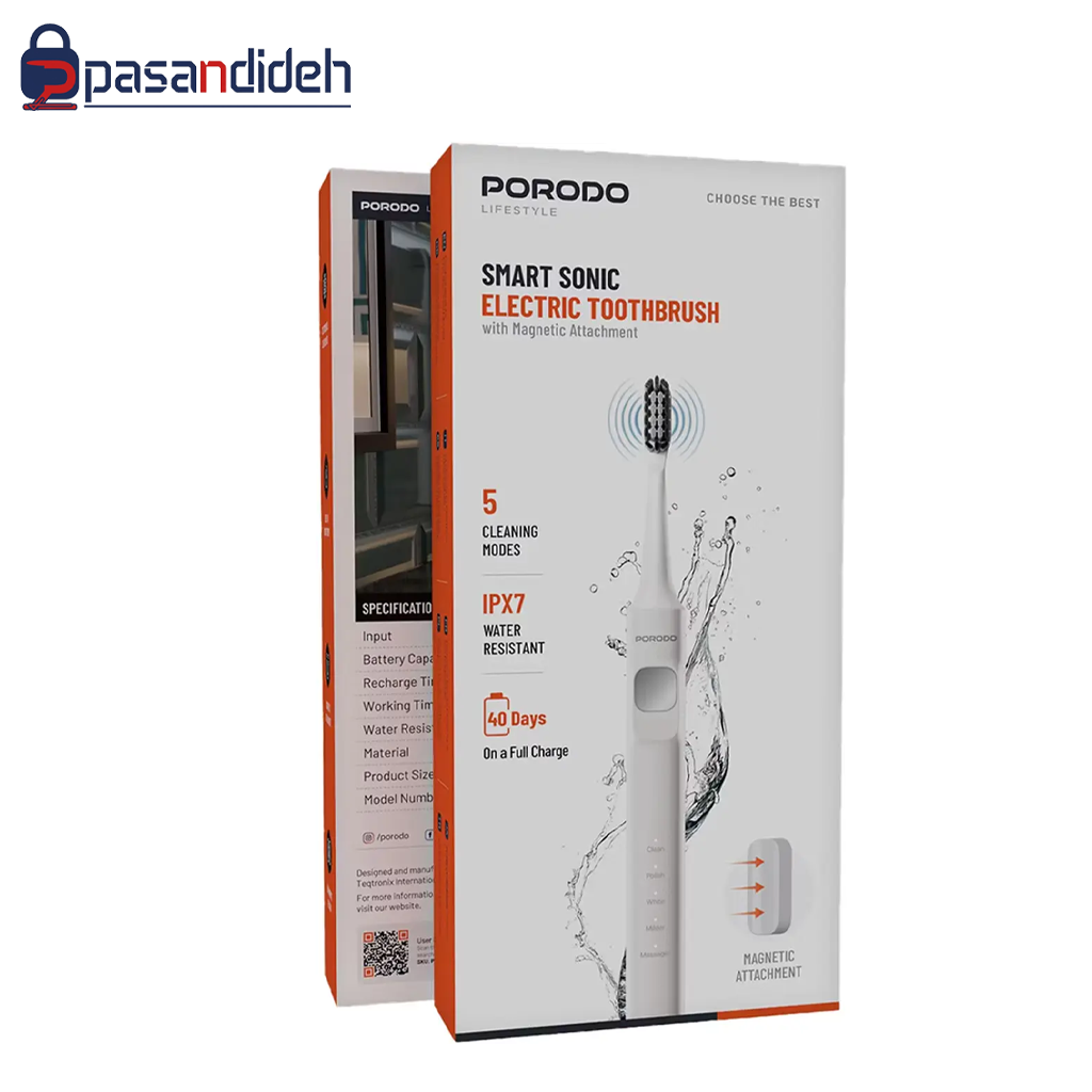 مسواک برقی پرودو مدل PORODO SMART SONIC 5 IN 1 PDLFSTETBWH - تصویر 2