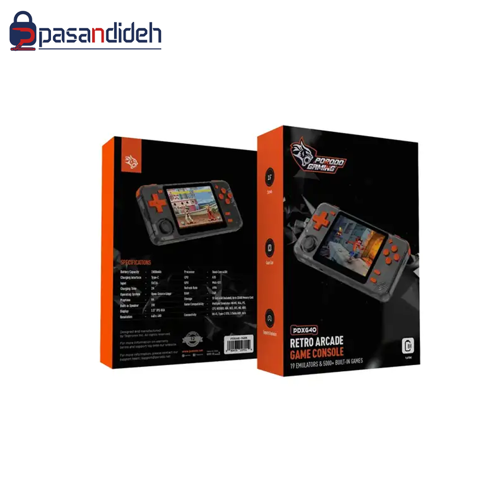 کنسول دستی بازی پرودو مدل Porodo Retro Arcade Game Console PDX640