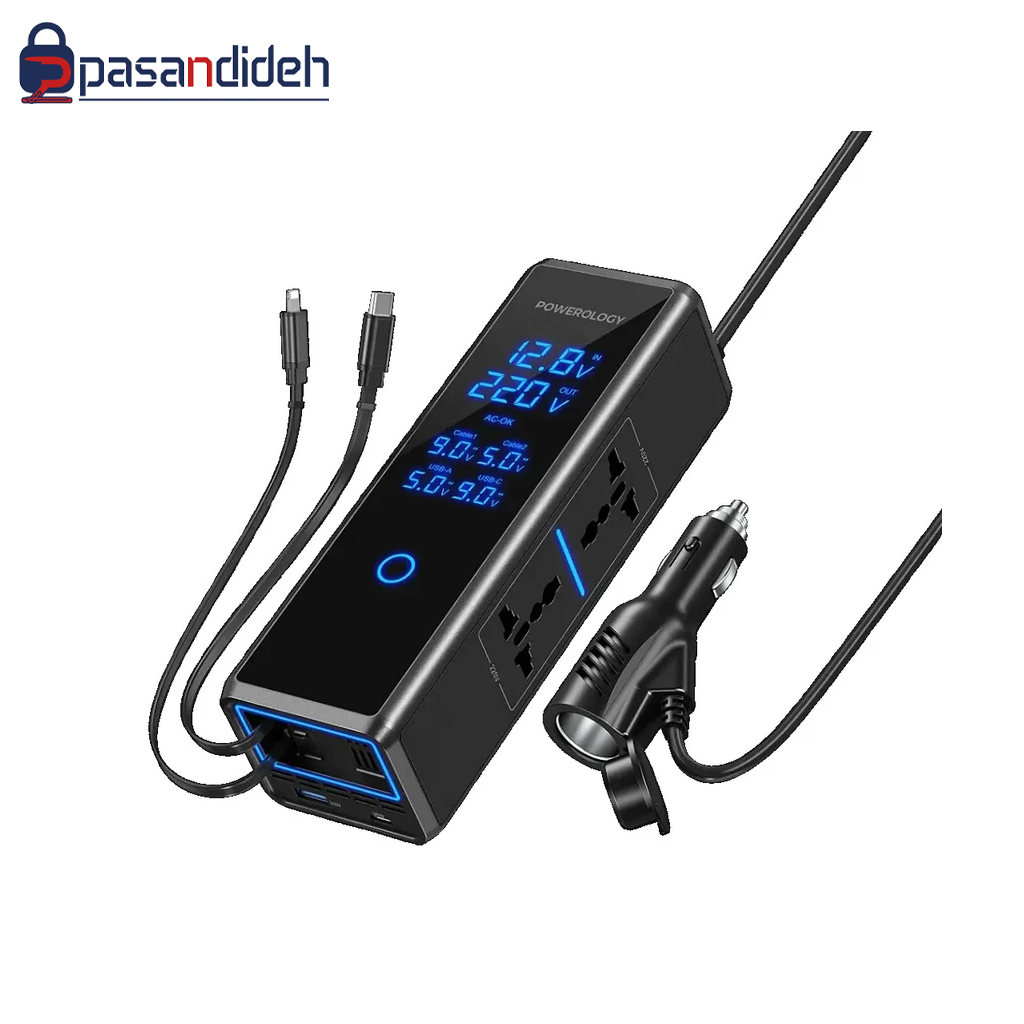 اینورتر خودرو پاورولوژی Powerology 300W Car Power Inverter PWCPI300WBK