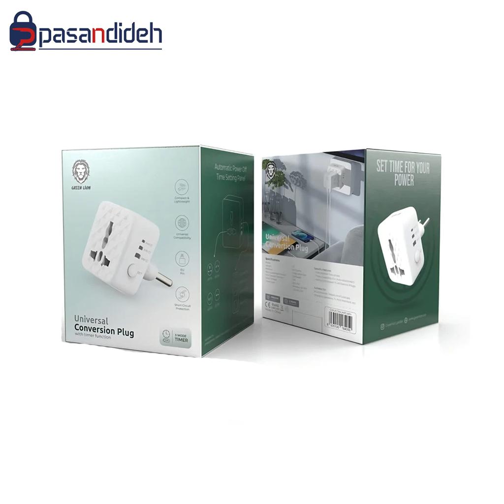 تبدیل سه به دو تایمدار گرین لاین مدل Green lion UNIVERSAL CONVECSION PLUG - تصویر 2